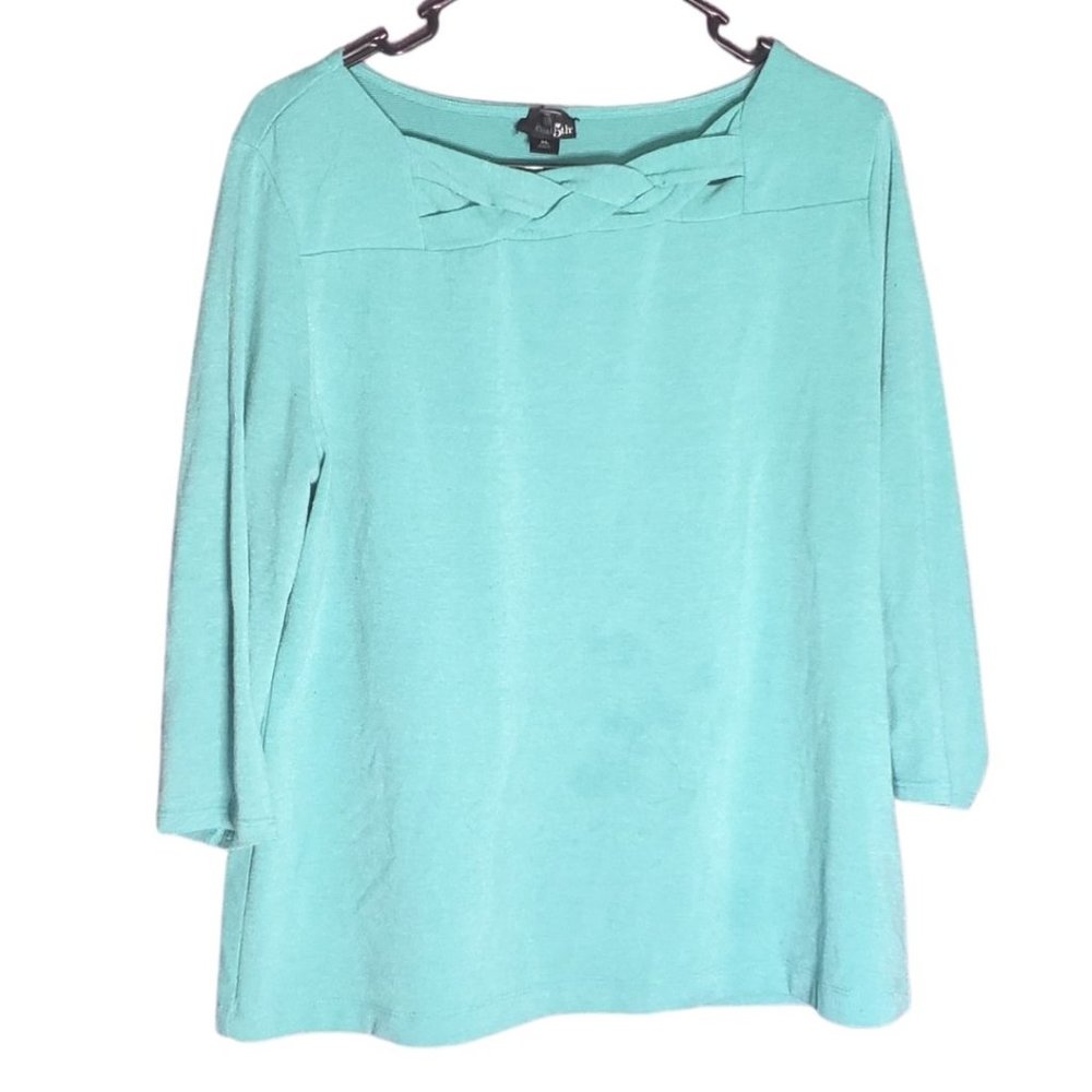 East 5th XL blue-green midsleeve blouse
